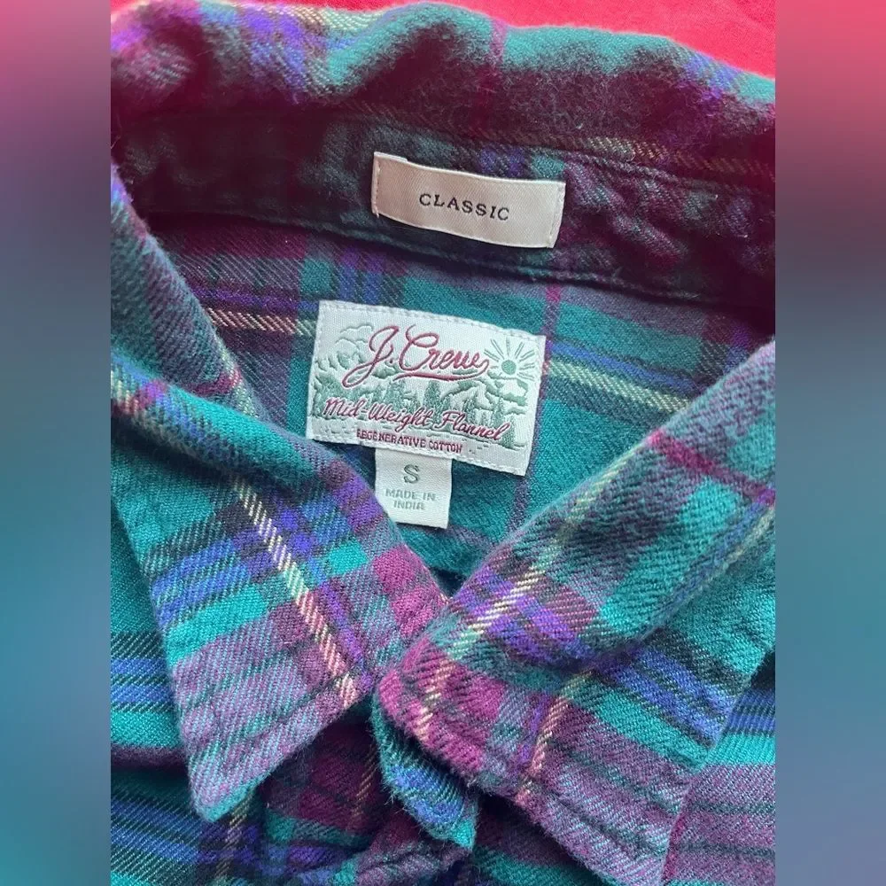 J. Crew Men’s Flannel Classic Mid-Weight Size S Green